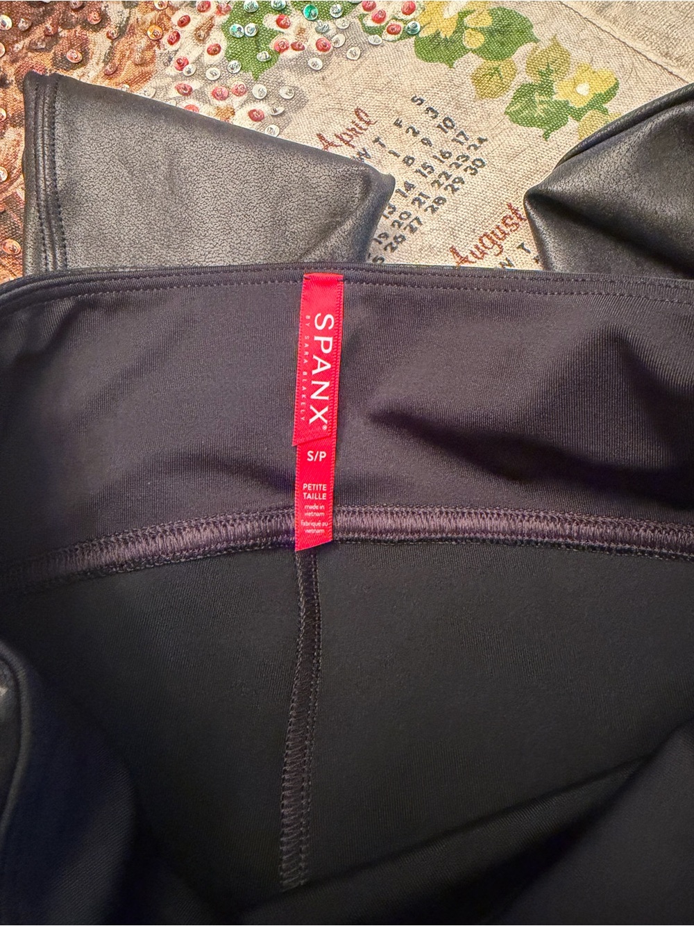 SPANX Black High-Waist Shaper Leggings with Red Brand Tag